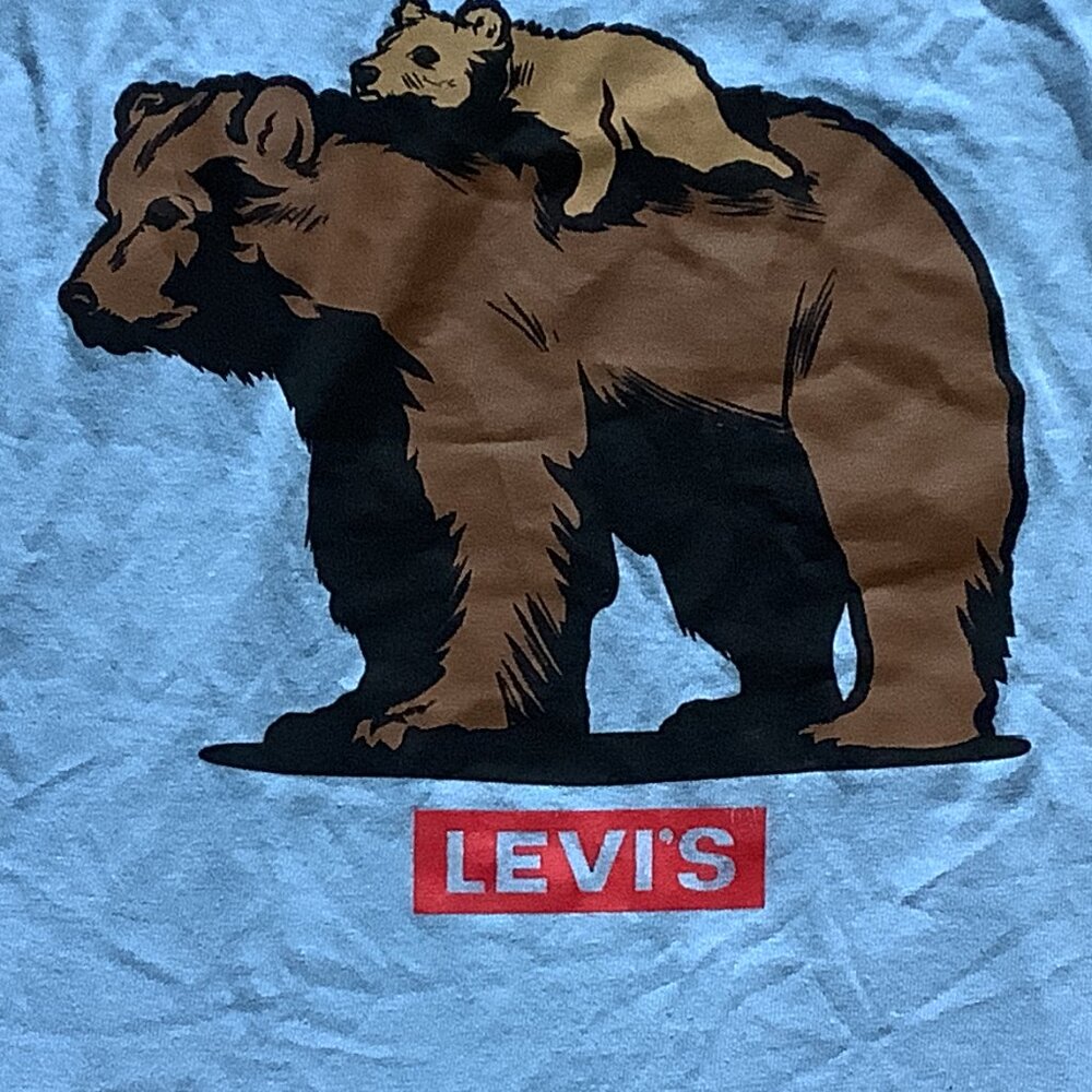 New Levi's Momma & Baby Bear Graphic Long Sleeve Tee T-Shirt Size M Blue - Picture 2 of 2